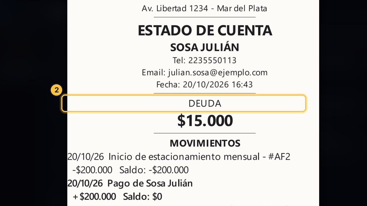 Sale su estado de cuenta. Arriba, lo que debe hoy.