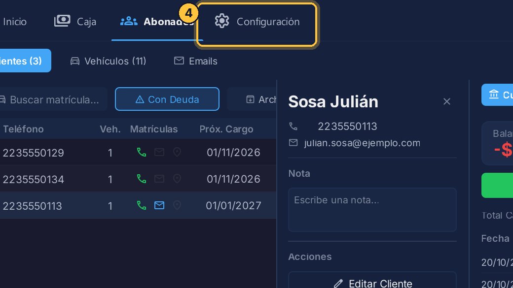 Están en Configuración: en el Tarifario, abre Tarifas.