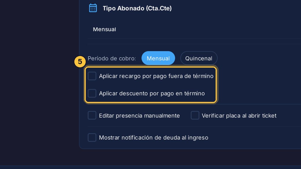 Abajo, en las de los abonados: el recargo por pago fuera de término y el descuento por pago en término.