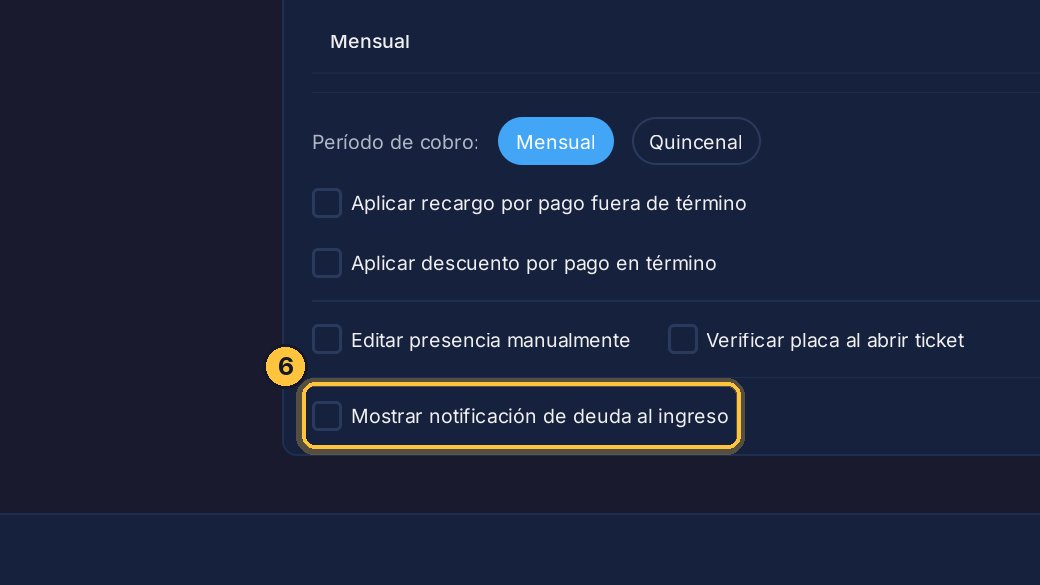 Y que el sistema avise cuando entra un abonado que debe. Con cámaras y barrera, hasta puede no dejarlo pasar.