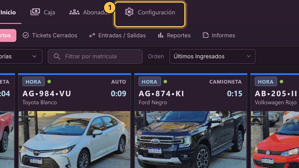 Entra a Configuración y, en el Tarifario, abre Tarifas.
