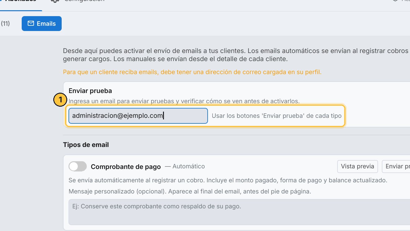 Escribe tu propio email en el campo de prueba.