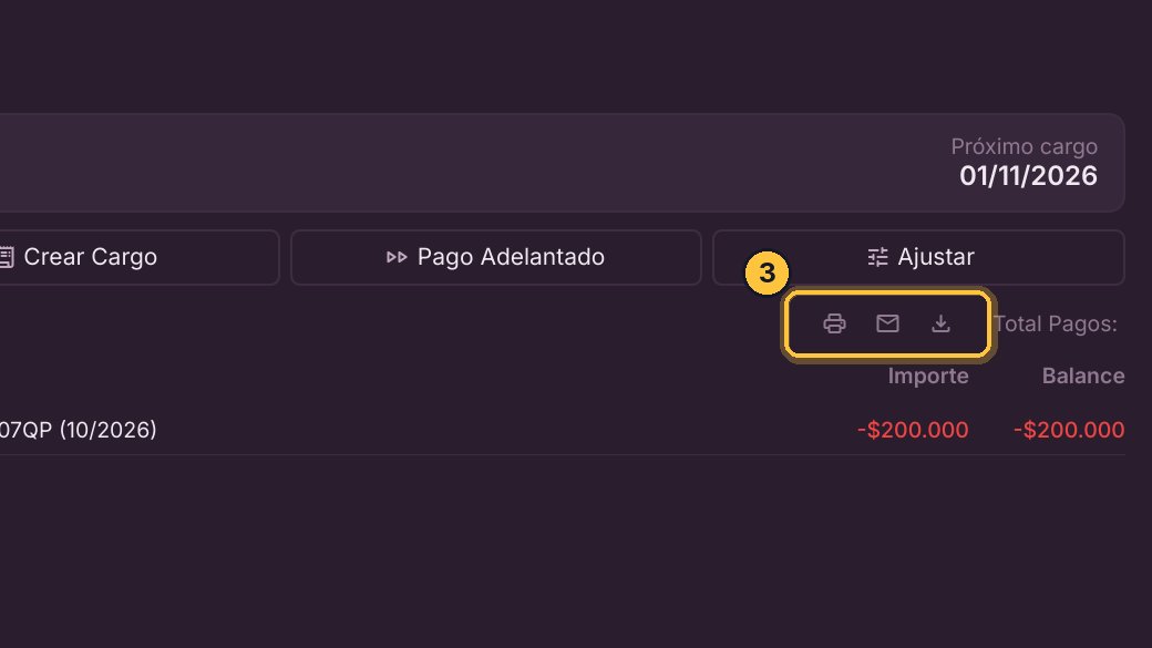 Arriba de la lista hay tres botones: imprimir, mandar por email, y el último, exportar a Excel.