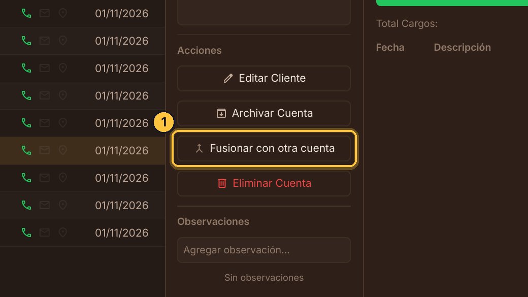 En Acciones, haz clic en Fusionar con otra cuenta.
