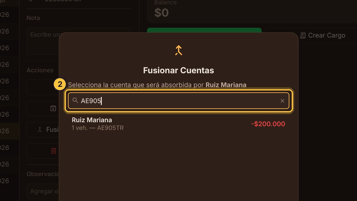 Busca la otra cuenta por el nombre, o por la matrícula: aquí, la de la camioneta.