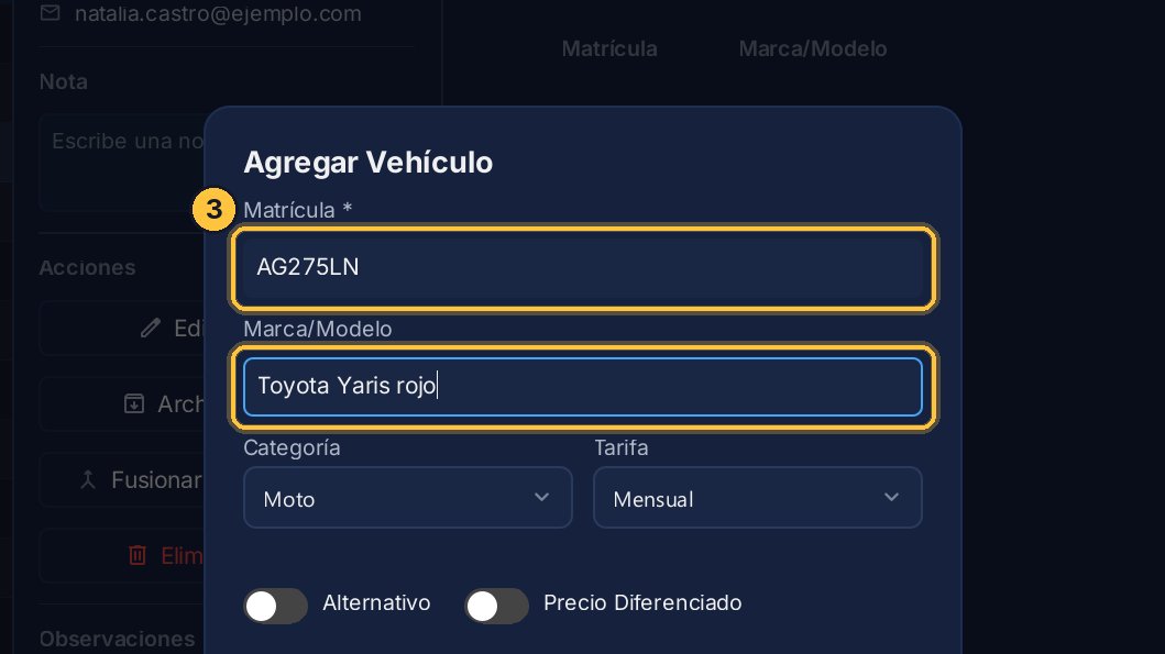 Escribe la matrícula, y la marca y el modelo, para reconocerlo de un vistazo.