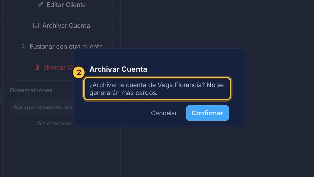 Te pide que confirmes, y te recuerda que no se le van a generar más cargos. Haz clic en Confirmar.