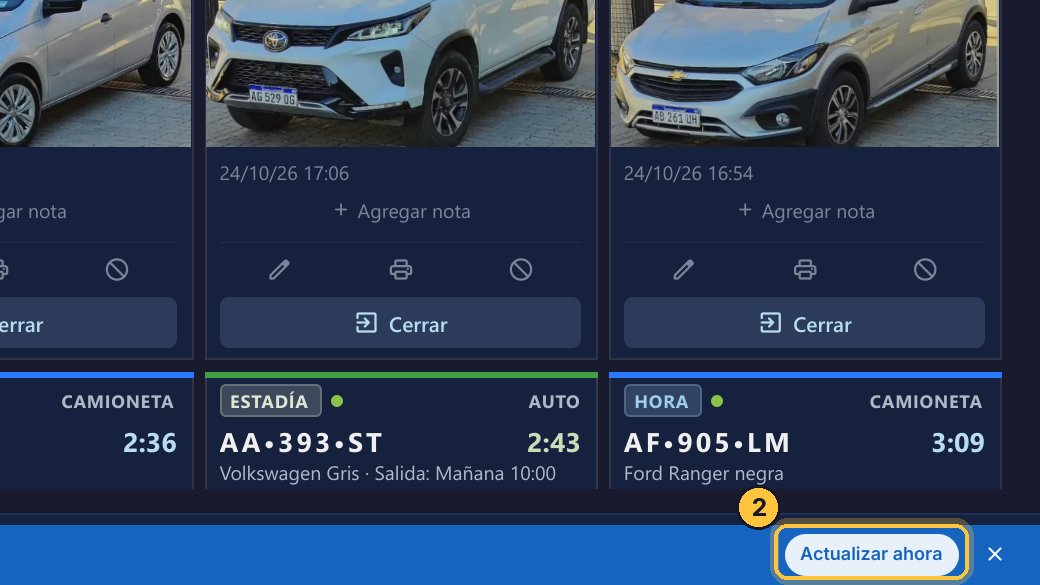 Haz clic en Actualizar ahora: el programa descarga la versión nueva, la instala, y vuelve a abrir. Tus datos quedan como estaban.