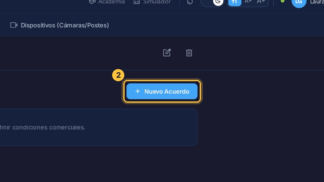 Y haz clic en Nuevo Acuerdo. Se abre el formulario, con todas sus condiciones.