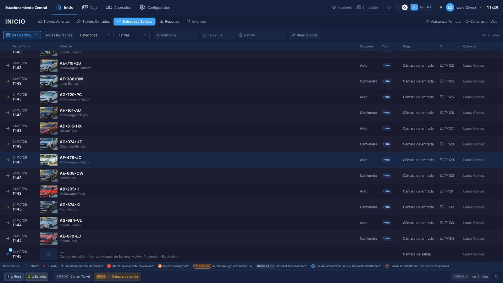 El dueño la ve también en TicketControl Monitor. Y el motivo se pide si la cámara o el poste tienen activado Solicitar motivo, en su configuración.