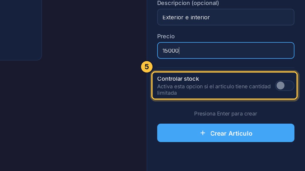 Si es un producto con cantidad limitada, activa Controlar stock.