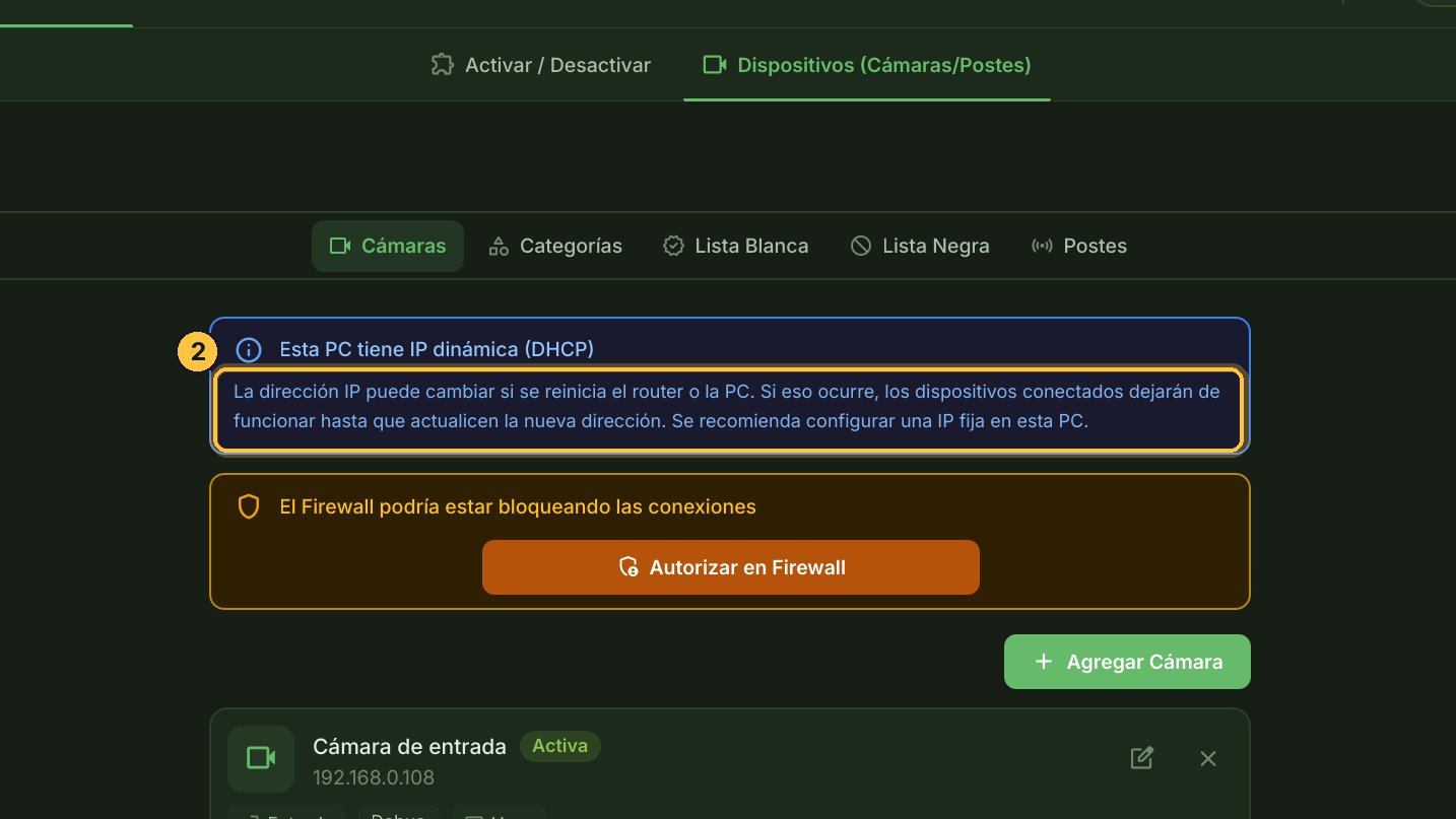 Y si cambia, las cámaras, los postes, la terminal y la pantalla dejan de comunicarse con el sistema.