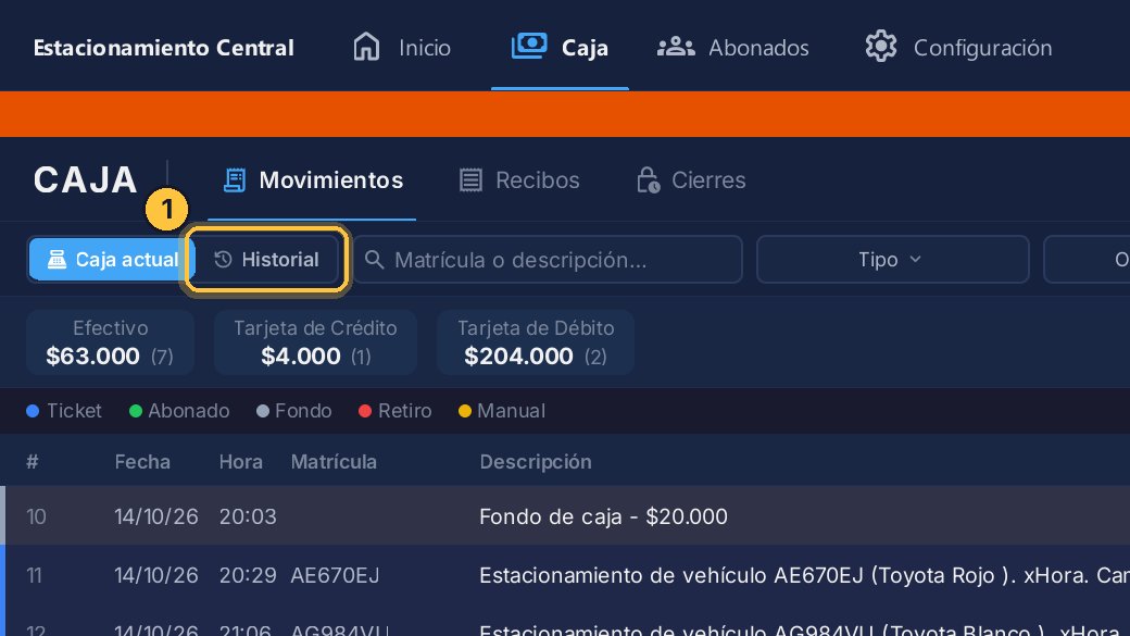 Cambia a Historial.