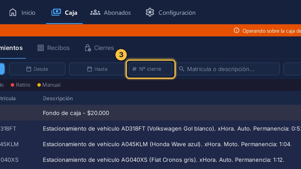 O buscas una caja cerrada por su número de cierre.