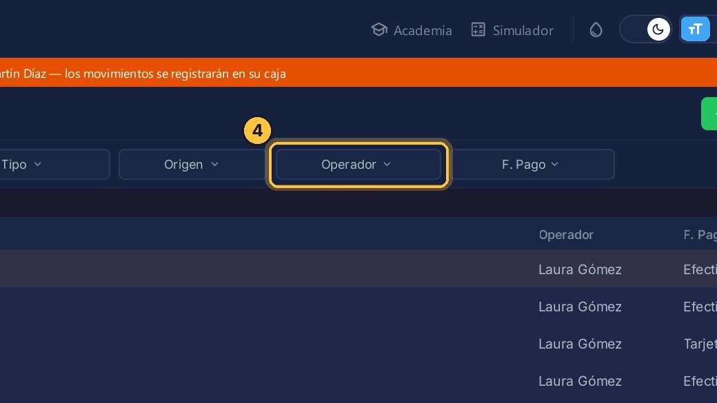 Con Operador ves sólo lo que registró una persona. Ábrelo.
