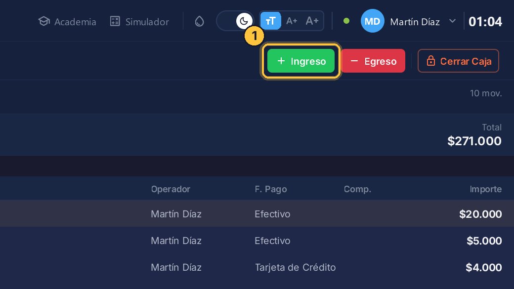 Haz clic en Ingreso.
