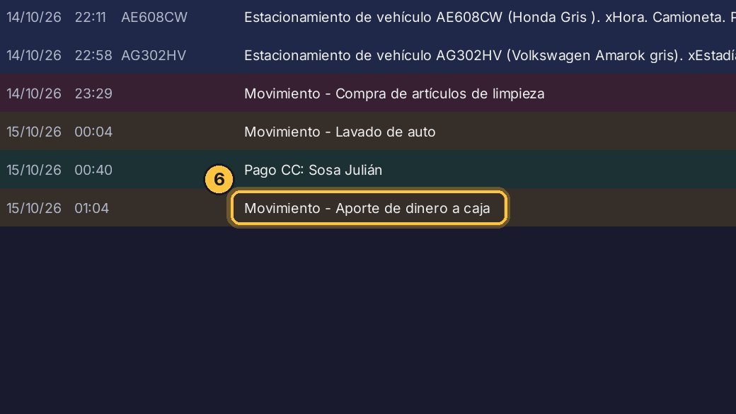 El ingreso ya está en la caja, en amarillo.