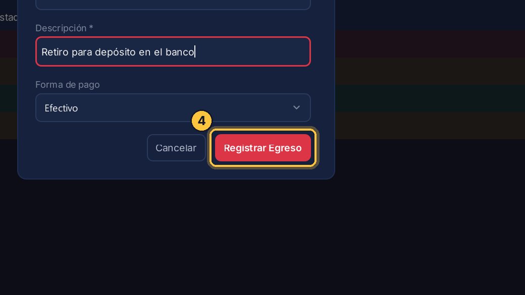 Haz clic en Registrar Egreso.
