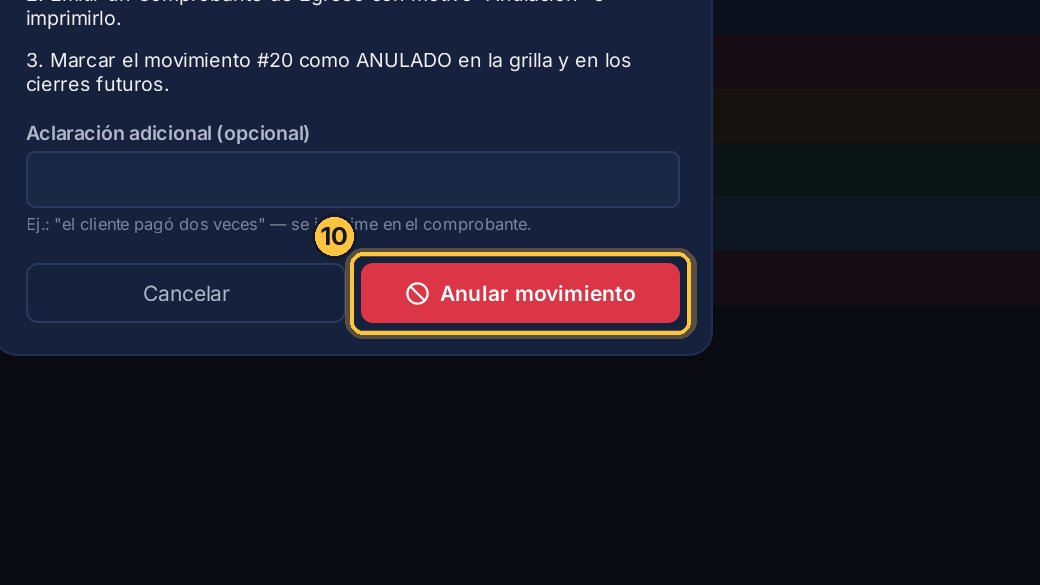 Confirma con Anular movimiento.