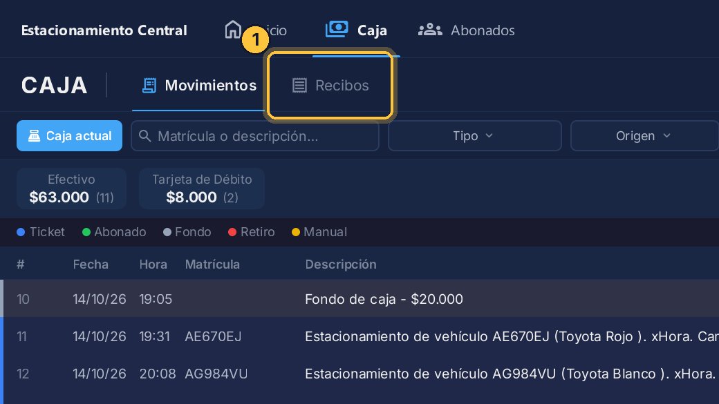 Abre la pestaña Recibos.