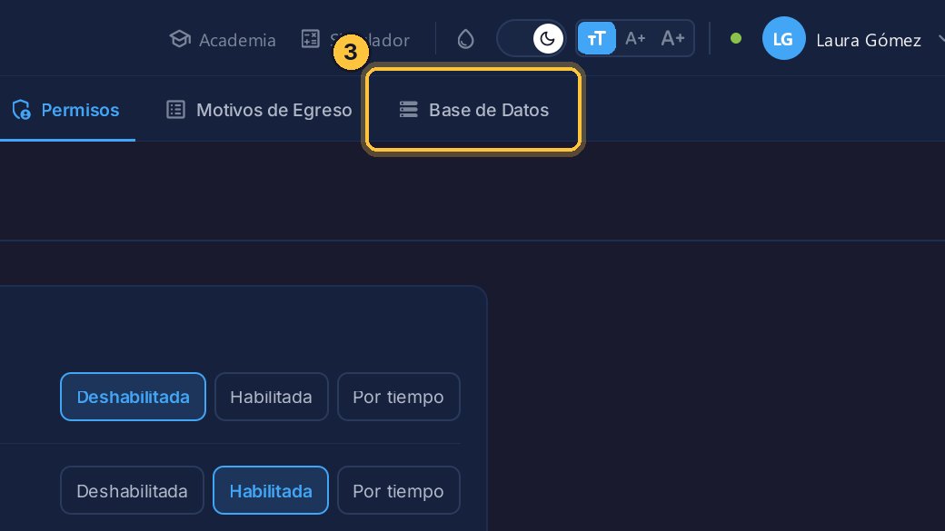 Y abre la pestaña Base de Datos.