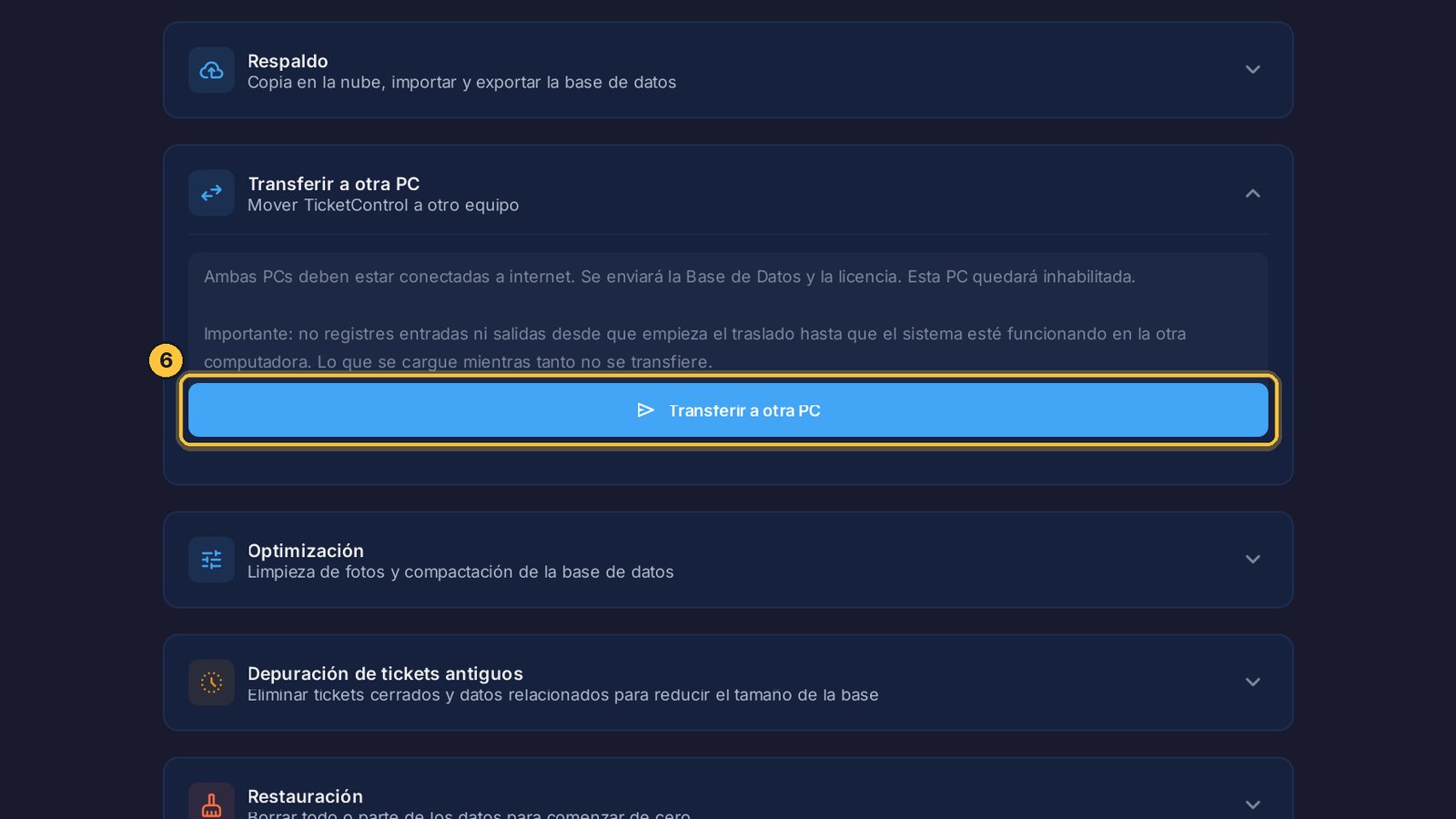 Cuando estés listo, haz clic en Transferir a otra PC.