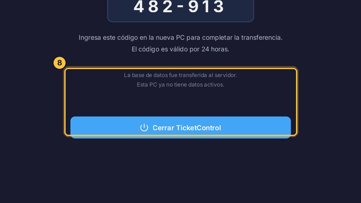 Desde ahora, esta computadora queda inhabilitada: ya no tiene datos activos. Puedes cerrar TicketControl.