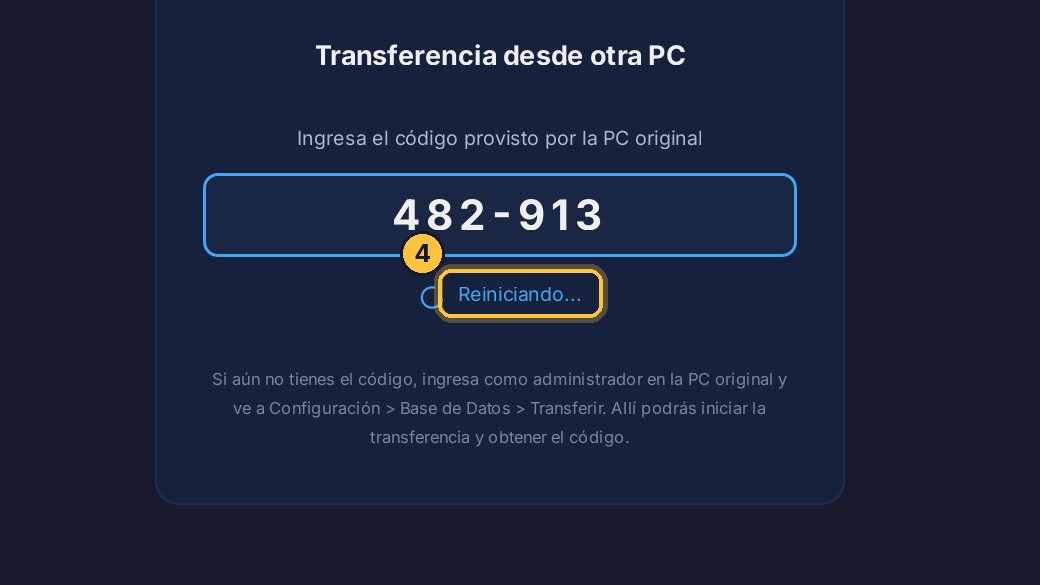TicketControl descarga tus datos y tu licencia, y se reinicia solo. Puede tardar unos minutos, según el tamaño de tu base de datos.