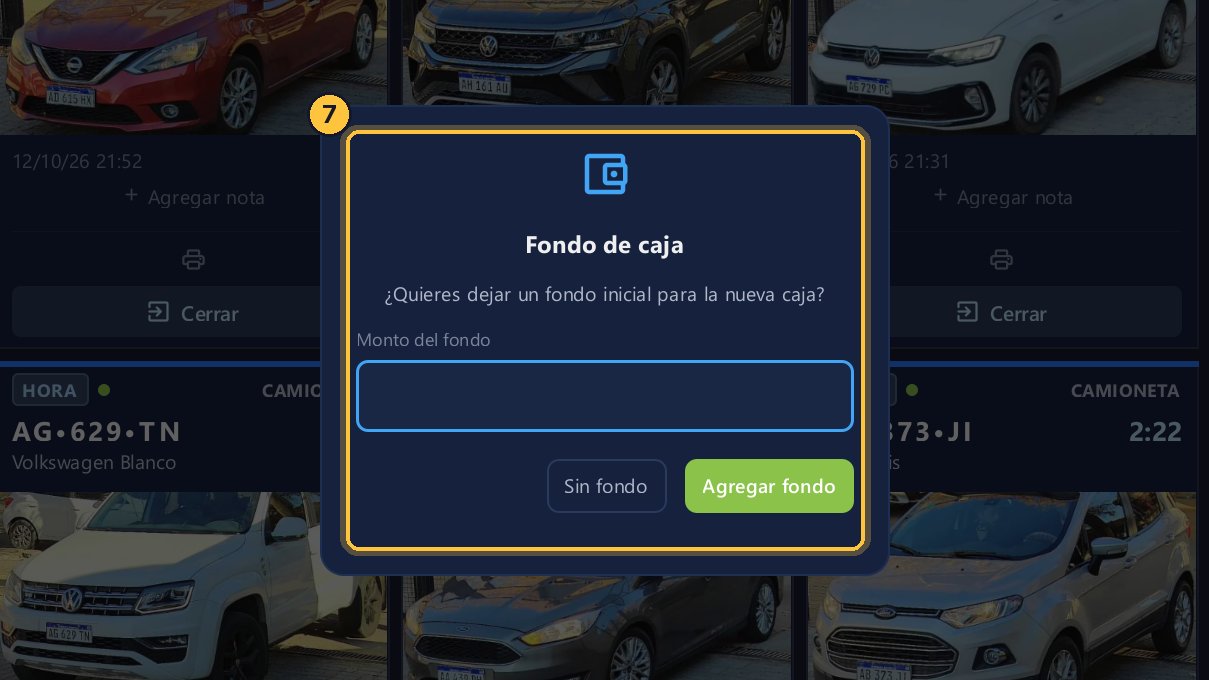 Como no hay ninguna caja abierta, el sistema abre una nueva para ella y le pide el fondo con el que empieza.