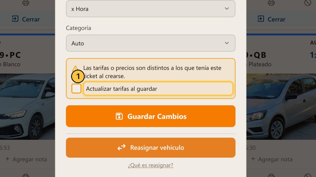 Si quieres respetar el precio que tenía cuando entró el vehículo, deja la casilla sin marcar.