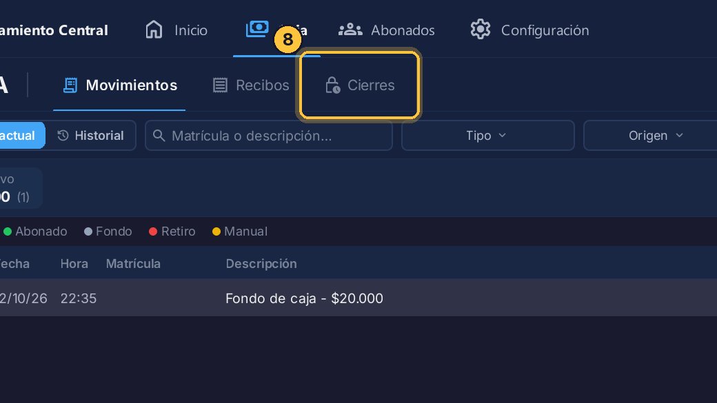 Y abre la pestaña Cierres.