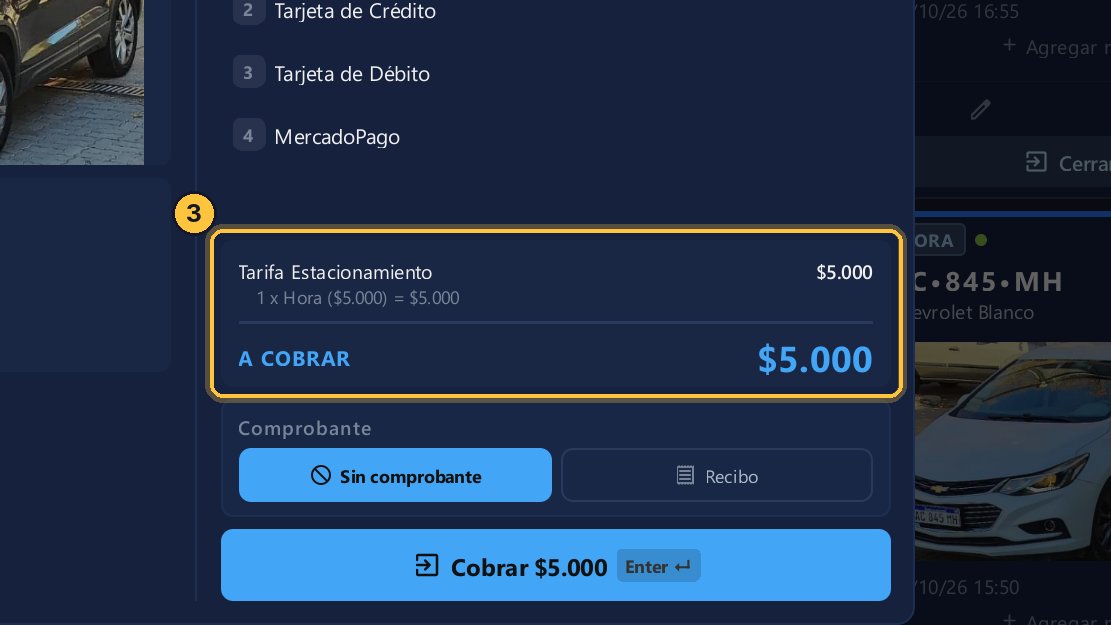 A la derecha, la cuenta: cómo se calculó la tarifa y, en grande, lo que hay que cobrar.