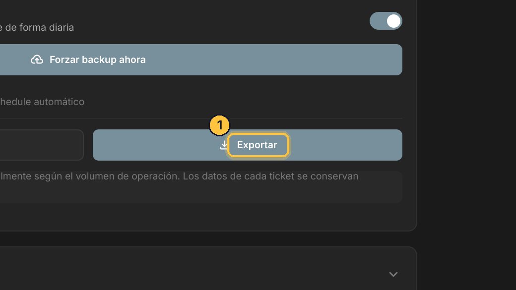 Exportar guarda una copia de la base de datos en el Escritorio de esta computadora. Llévala también a un pendrive, o a otro lugar seguro.