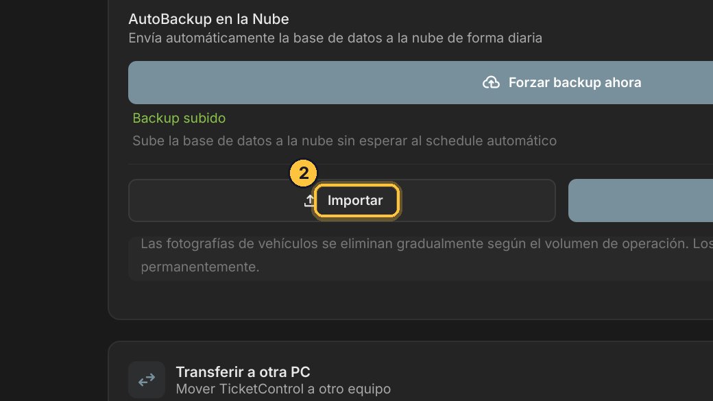 Importar carga una base de datos desde una copia exportada. Reemplaza los datos actuales, y pide reiniciar el programa: úsalo con cuidado.