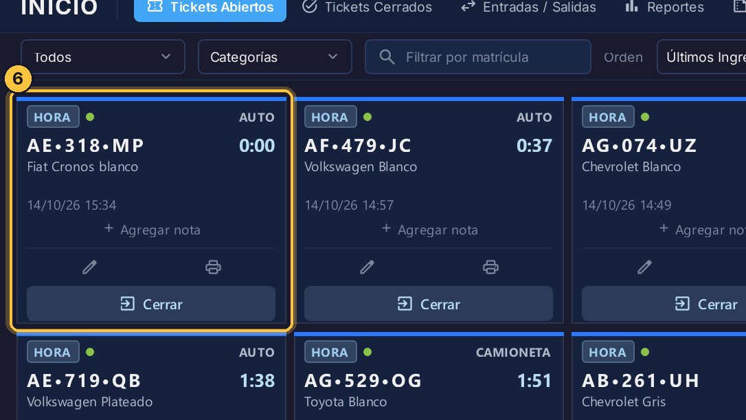 El ticket ya está abierto, y el tiempo empezó a correr. Si tienes la impresora de caja configurada, además sale impreso, para entregárselo al cliente.