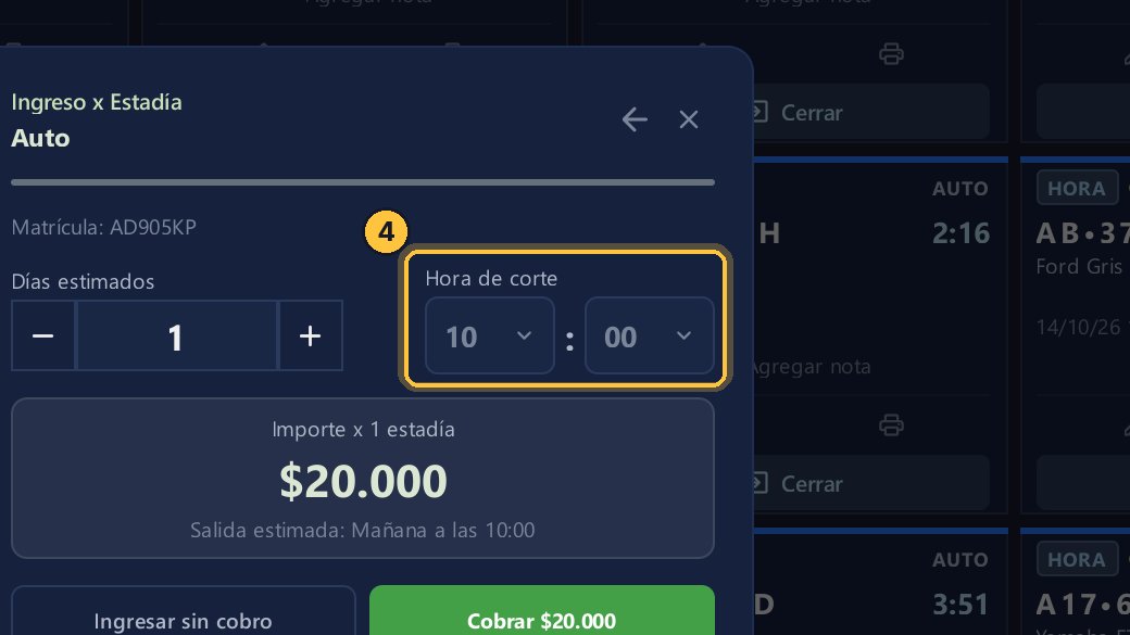 Después, la hora de corte: la hora en que empieza una nueva estadía. Aquí, las diez de la mañana, como la fija el Tarifario.