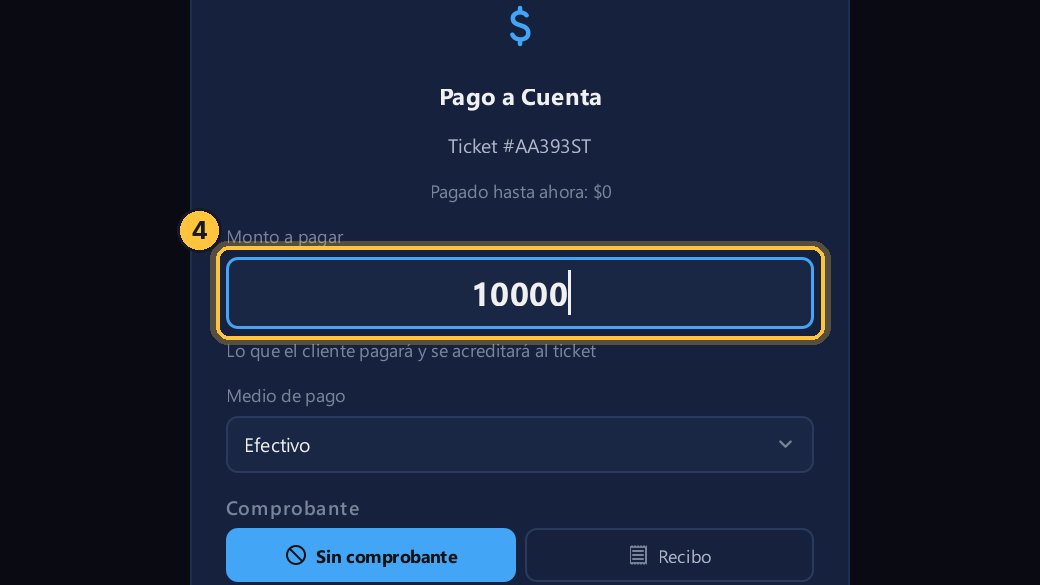 Escribe cuánto paga ahora. Aquí, diez mil pesos.