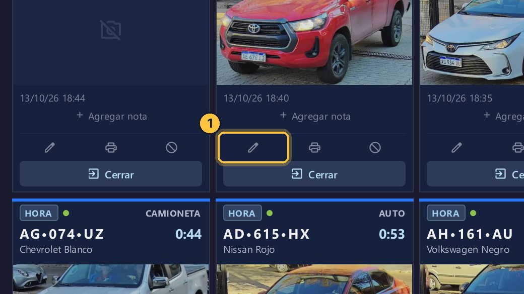 Haz clic en el lápiz de un ticket que entró por cámara.
