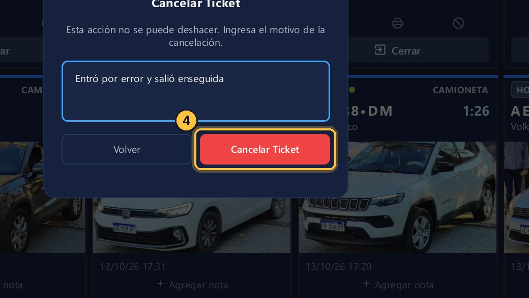 Y confirma con Cancelar Ticket.
