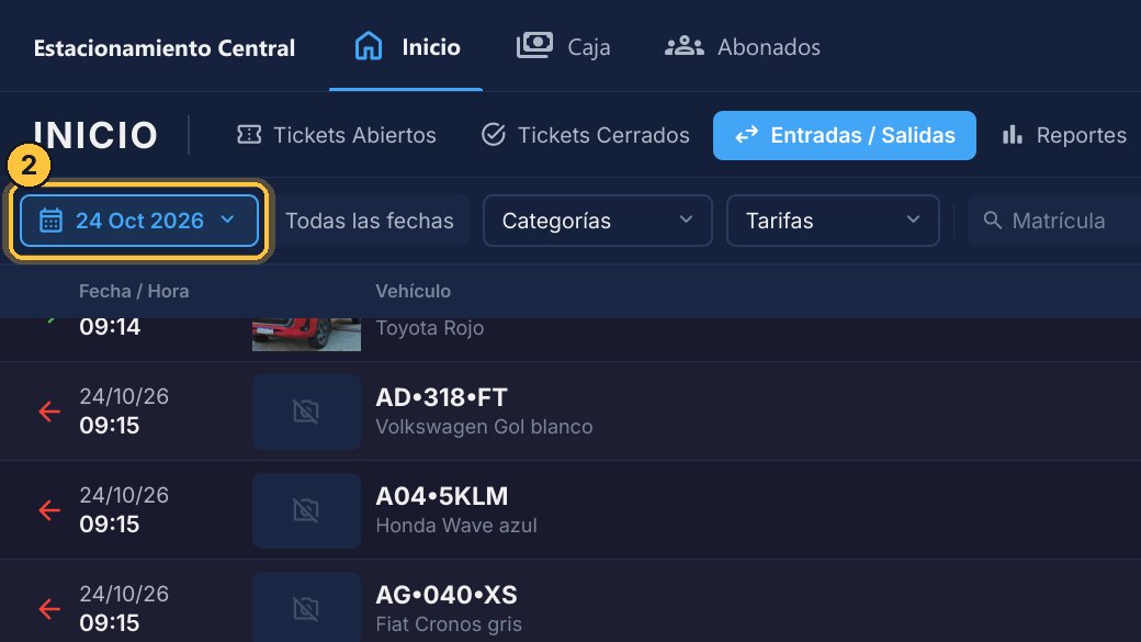 Con el botón de la fecha eliges qué día ver. Ábrelo.