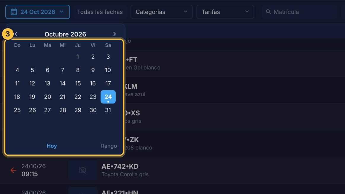 Eliges un día en el calendario, o varios días seguidos con Rango.