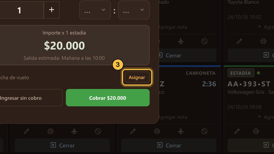 Ahí está la ficha de vuelo, todavía vacía. Haz clic en Asignar.