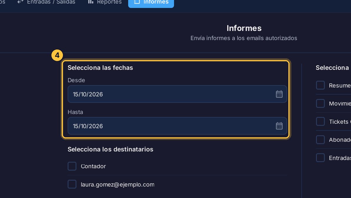 Elige desde y hasta qué día. Ya vienen con la fecha de hoy.