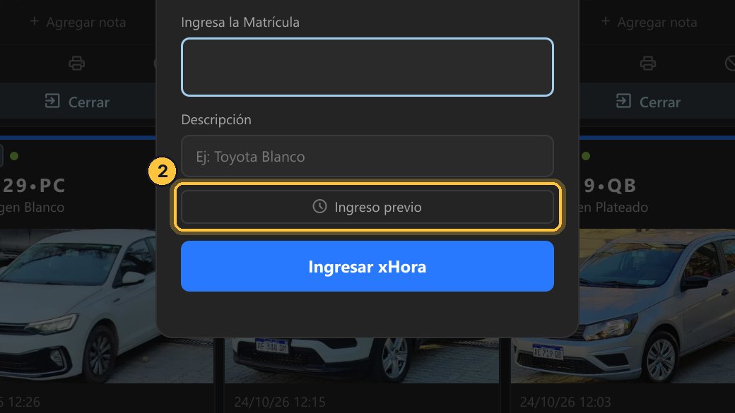 Antes de confirmar, haz clic en Ingreso previo.