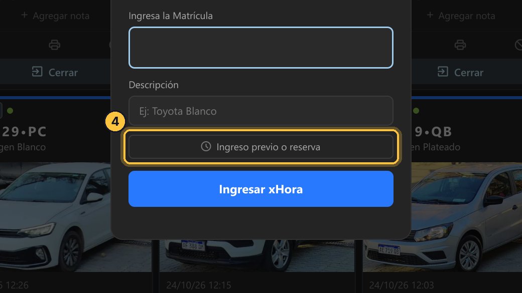 Ahora dice Ingreso previo o reserva. Haz clic, y escribe una hora que todavía no llegó: por ejemplo, dentro de dos horas.