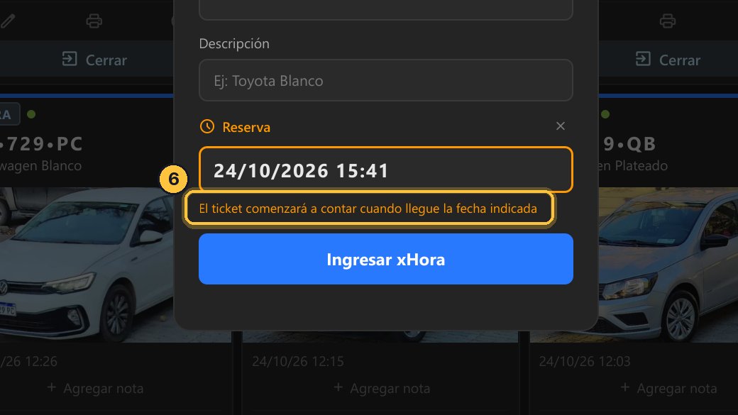 Queda como reserva, en naranja: el ticket empieza a contar cuando llega esa hora.