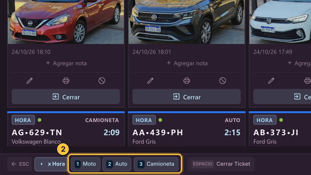 Aparecen sus categorías, también con números: uno, moto; dos, auto.