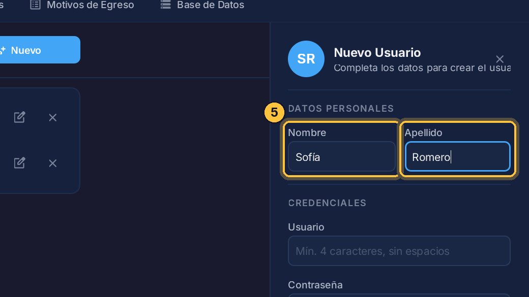 Completa su nombre y su apellido.