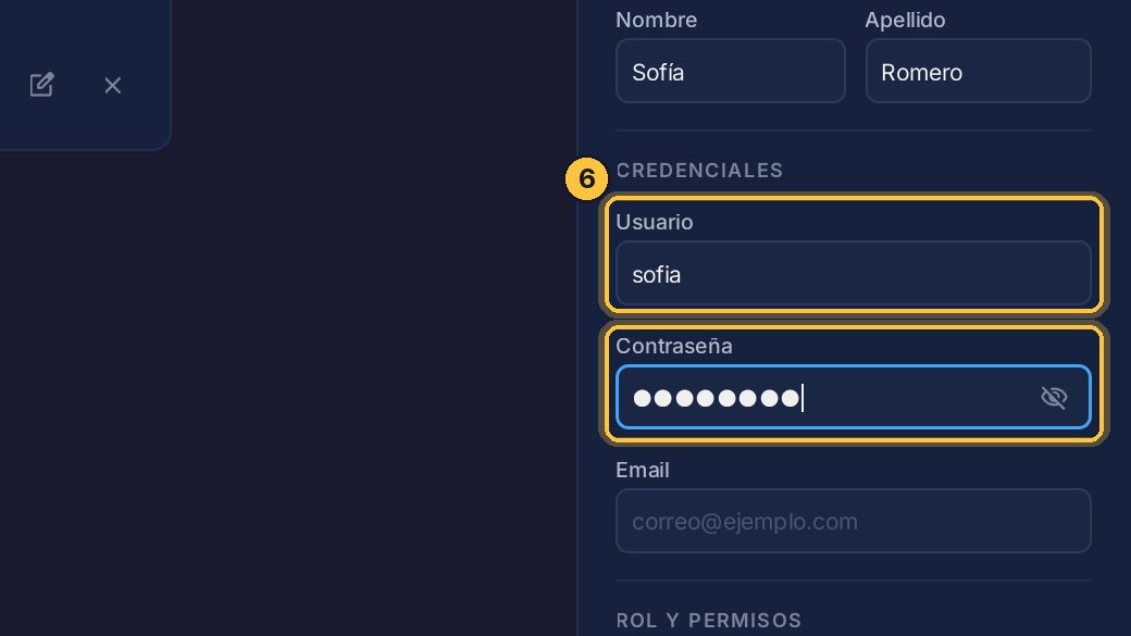 Elige su nombre de usuario y una contraseña. Después, cada uno puede cambiarla desde su perfil.