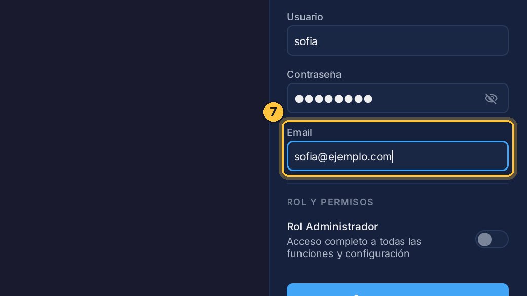 Agrega también su email: con él podrá recuperar la contraseña si un día la olvida.